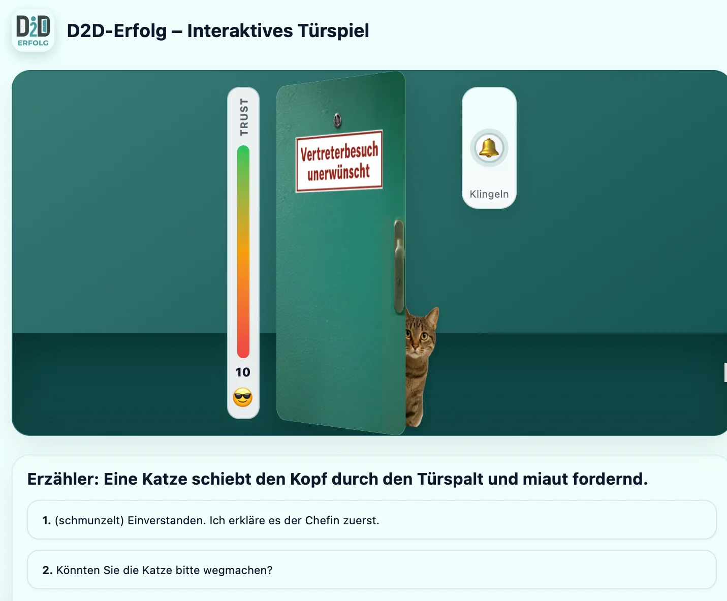 D2D Türspiel - Interaktives Door-to-Door Verkaufstraining
